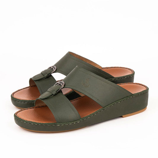 Al Tawash Calf Leather Sandal Olive Color