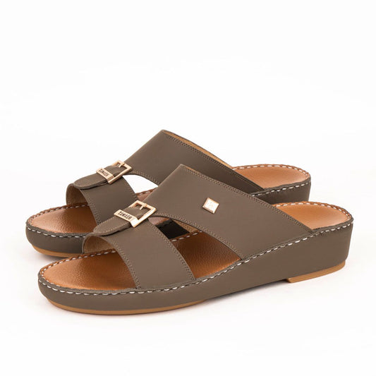 Al Tawash Micro Calf Leather Sandal Kaki Color