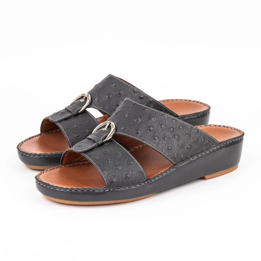 Al Tawash Ostrich Leather Sandal Light Black Color