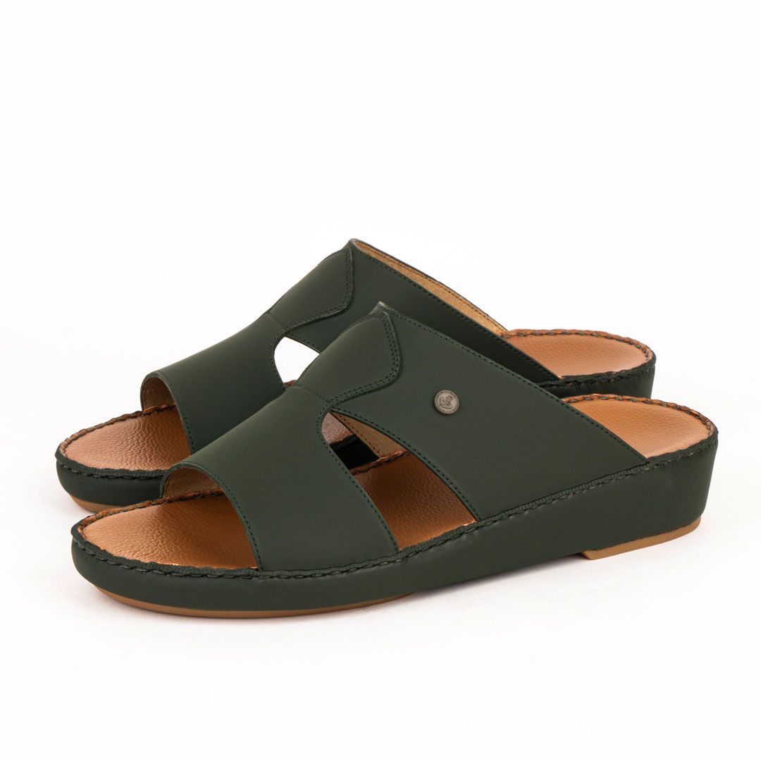 Al Tawash Micro Calf Leather Sandal Olive Color