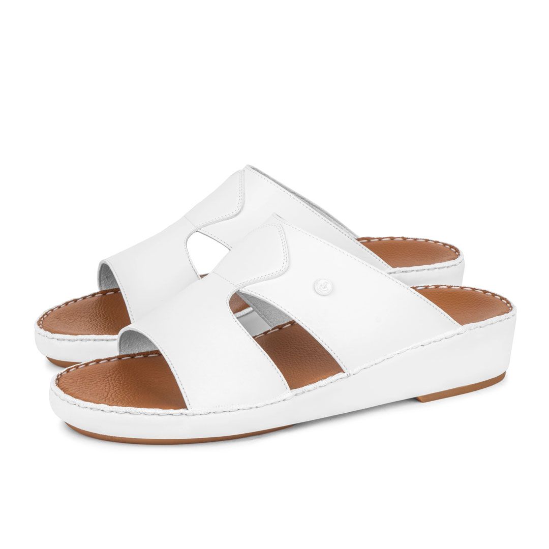 Al Tawash Micro Calf Leather Sandal White Color