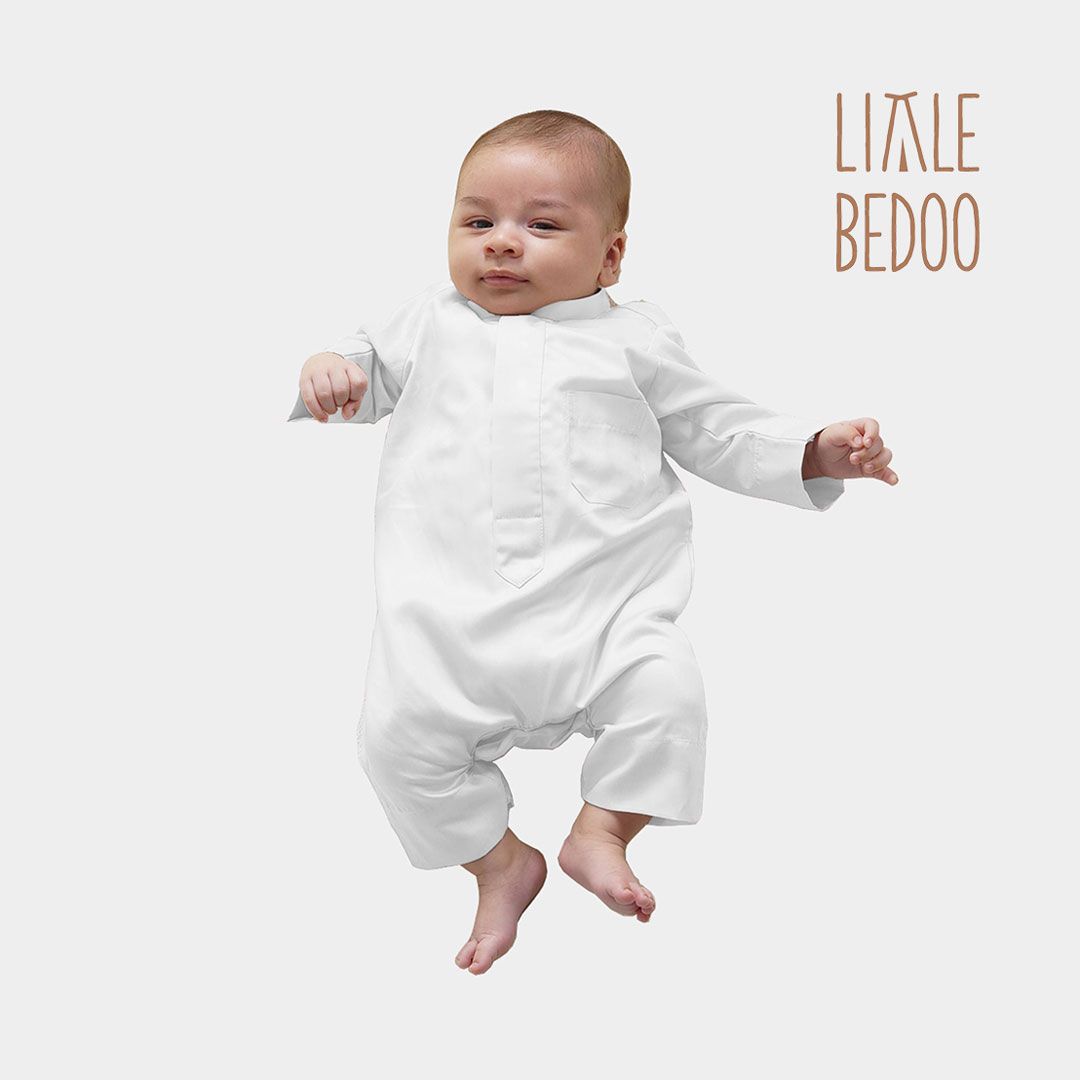 Little Bedoo kandora Onesie White Color