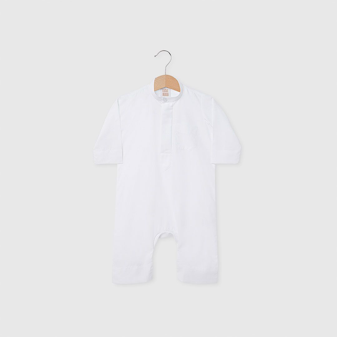Little Bedoo Thobe Button Down White NB To 12M