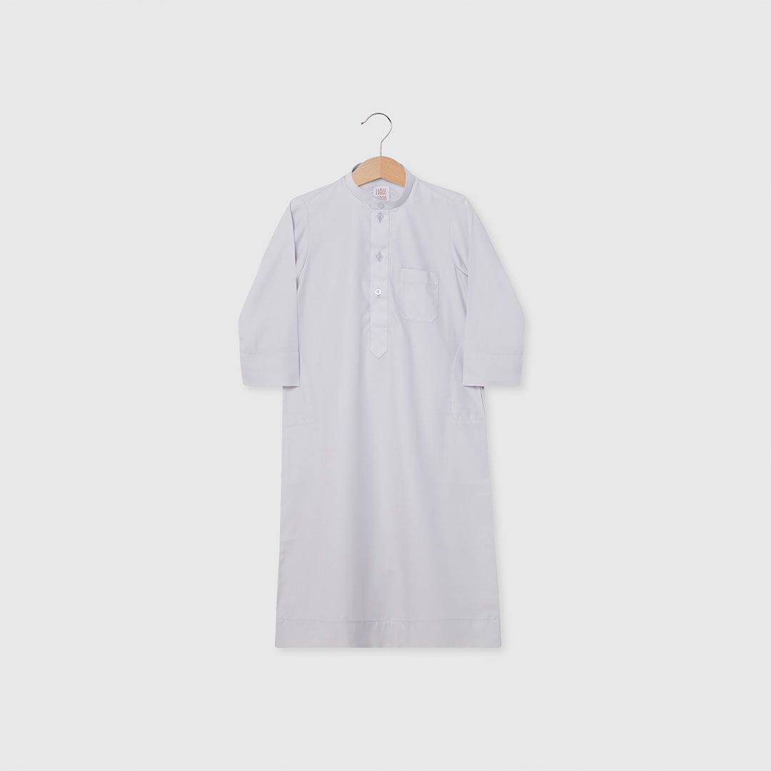Little Bedoo Thobe Button Down Grey NB To 12M