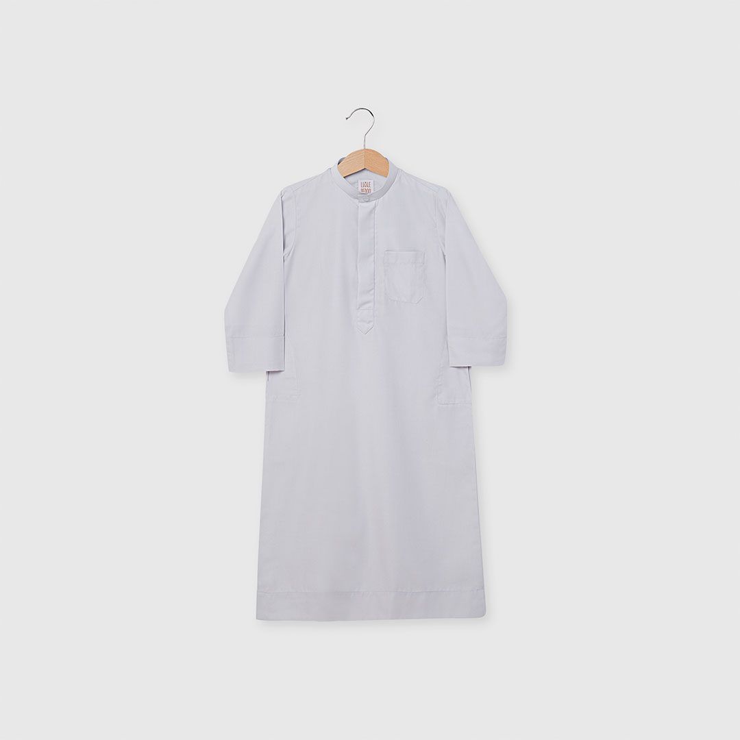 Little Bedoo Thobe Button Collar Grey 18M To 4Y