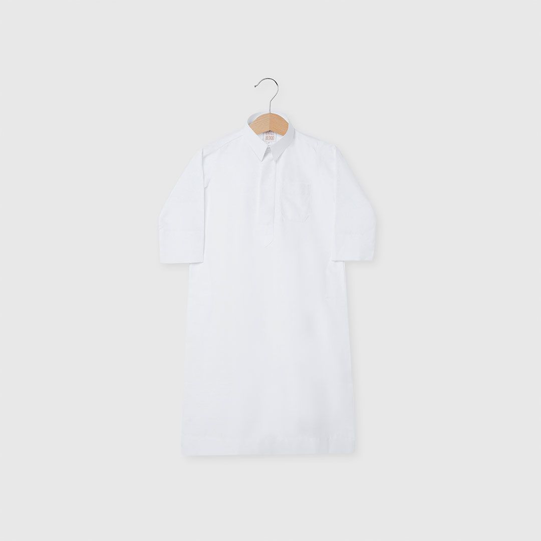 Littel Bedoo Qatari Thobe Collared White NB To 12M