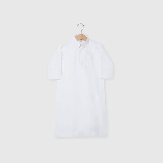 Littel Bedoo Qatari Thobe Collared White NB To 12M