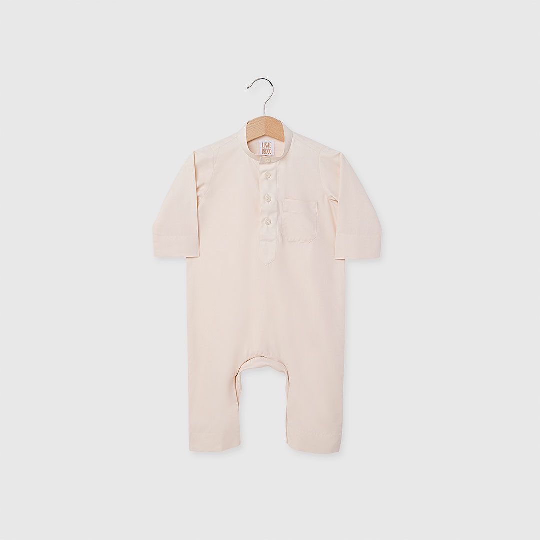 Little Bedoo Onesie Button Down Beige NB To 12M