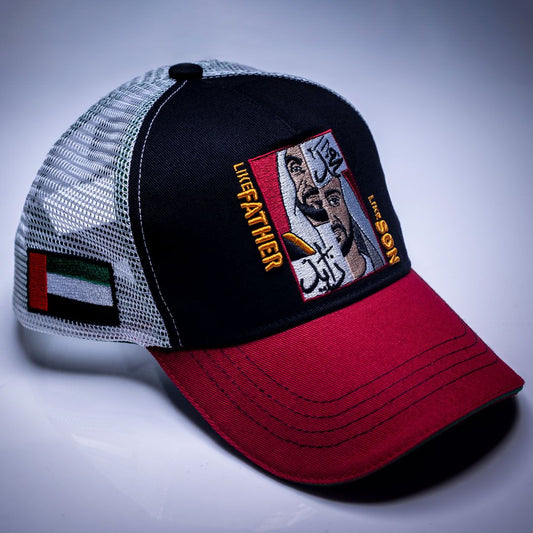 Kashekh Cap "Like Father Like Son" Red, White And Black Colors
