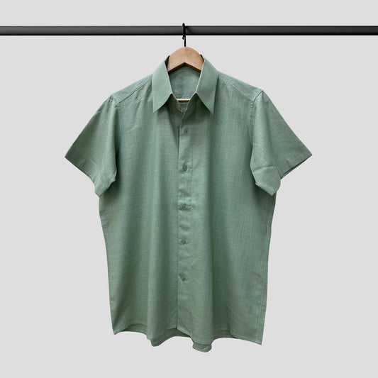 Linen Shirt Half Sleeve Green Color