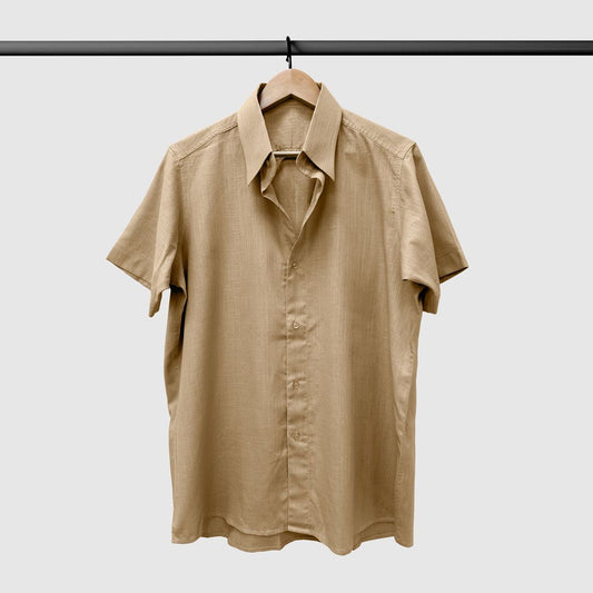 Linen Shirt Half Sleeve Beige Color